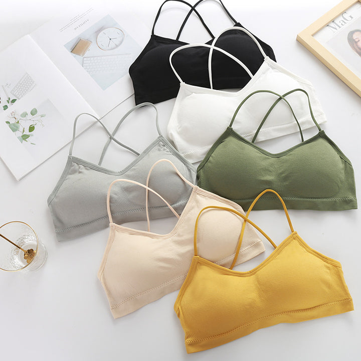 Women Push Up Solid Bra Elastic Gathering Bralette Tube Top