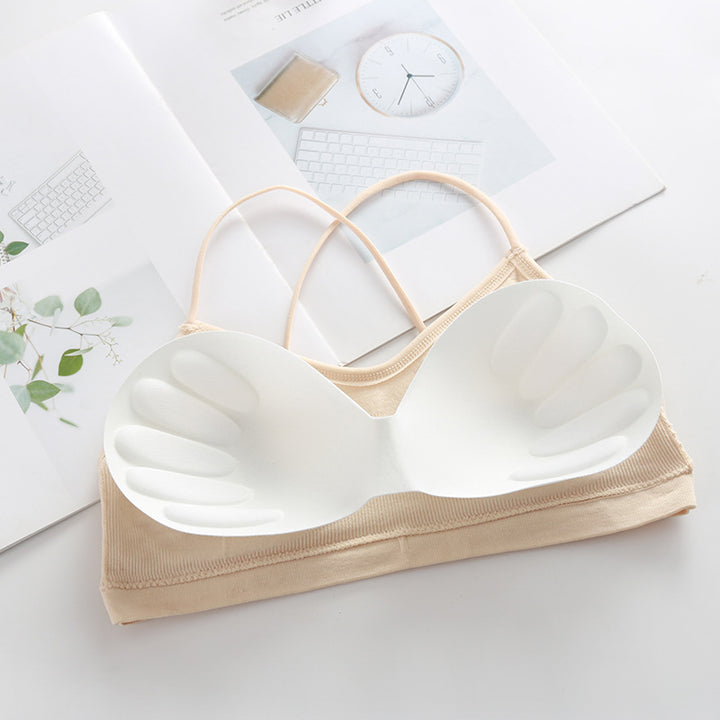 Women Push Up Solid Bra Elastic Gathering Bralette Tube Top