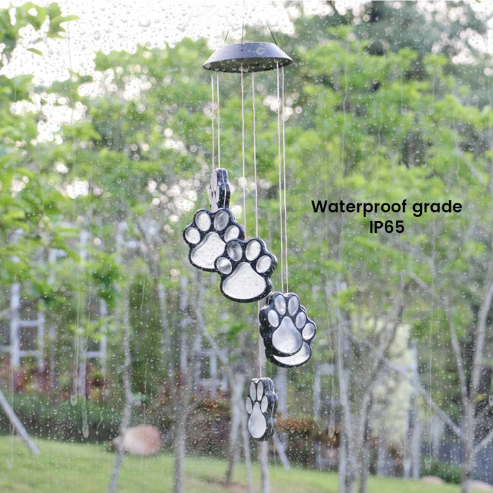 Solar LED Wind Chime Lamp Paw Print Solar Wind Chime
