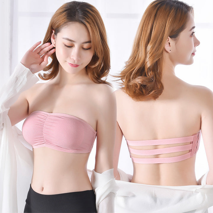 Women Bandage Tube Top Strapless Invisible Bra Summer Crop Top
