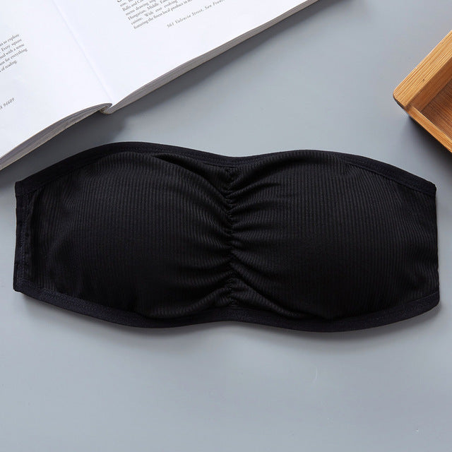 Women Bandage Tube Top Strapless Invisible Bra Summer Crop Top