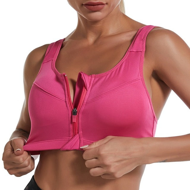 Sutiã Desportivo Mulher Ginásio Fitness Fecho de Correr Alto Impacto Colete Roupa Desportiva