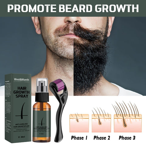 30ml Hair Beard Growth Roller Set Beard Oil Spray