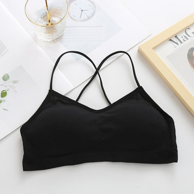 Women Push Up Solid Bra Elastic Gathering Bralette Tube Top