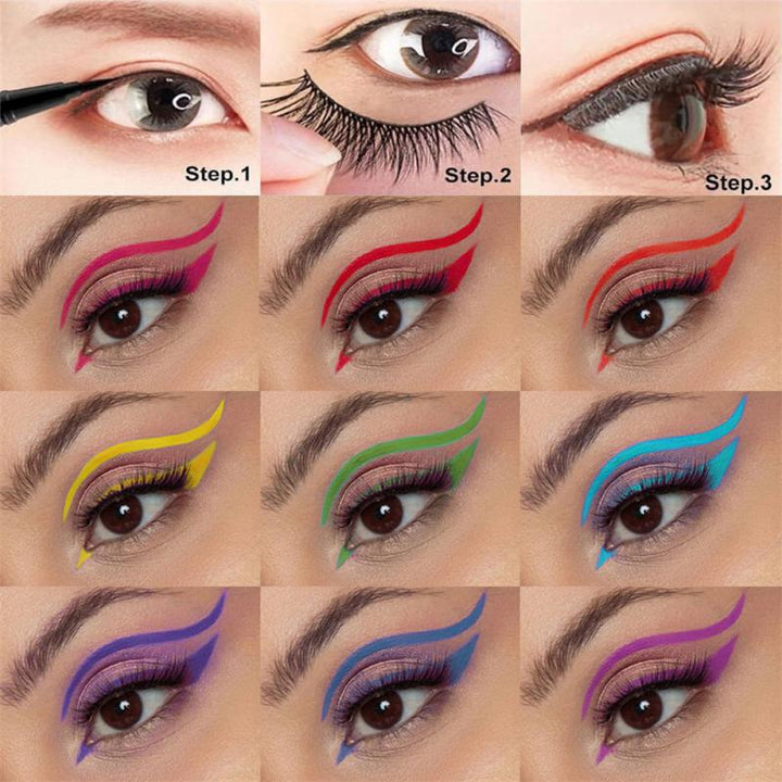 9Pcs/Set Magnetic Liquid Eyeliner Set Fast Dry Colors Eyeliner Gel Pencil