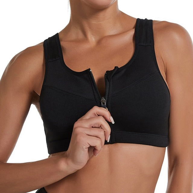 Sutiã Desportivo Mulher Ginásio Fitness Fecho de Correr Alto Impacto Colete Roupa Desportiva