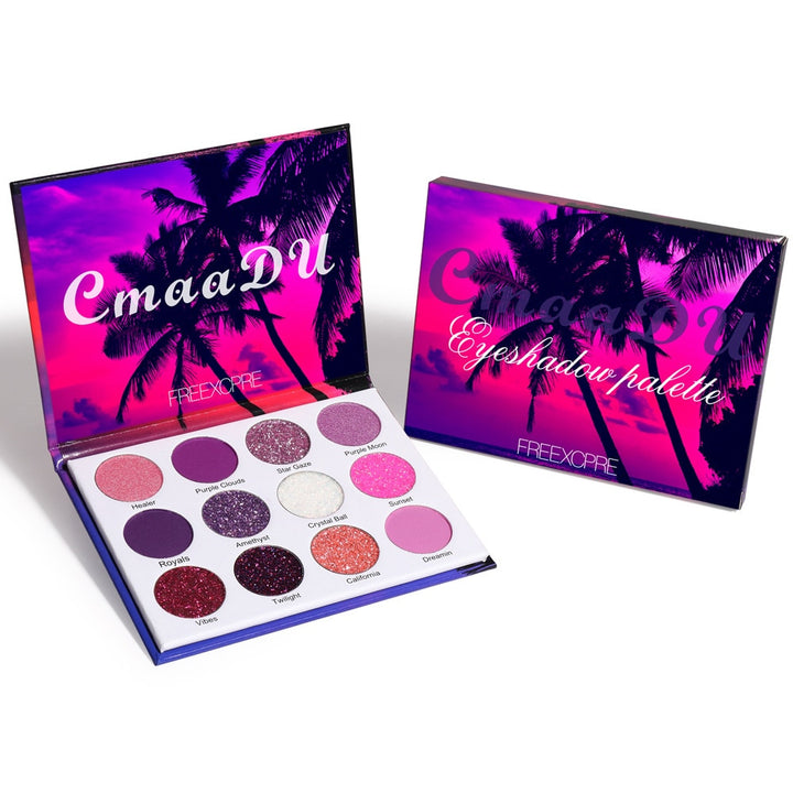 12 Colors Purple Neon Pigments Matte Eyeshadow Palette