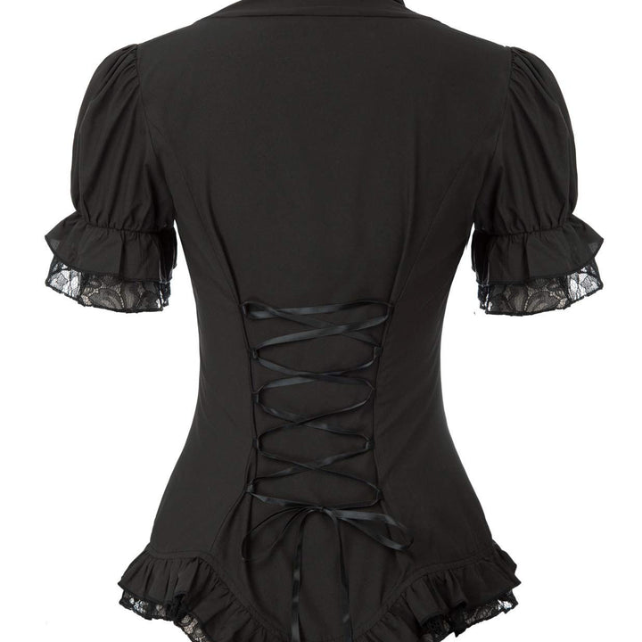 Camisas de Senhora para Escritório Blusa Feminina de Renda de Manga Curta