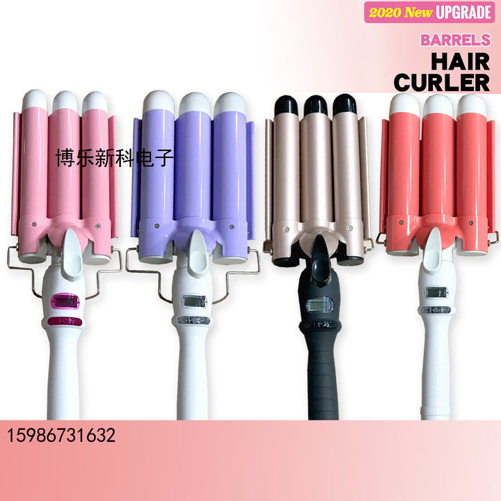Ferro de Encaracolar o Cabelo com Três Rolos de Cerâmica