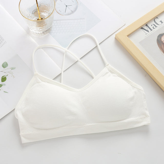 Women Push Up Solid Bra Elastic Gathering Bralette Tube Top