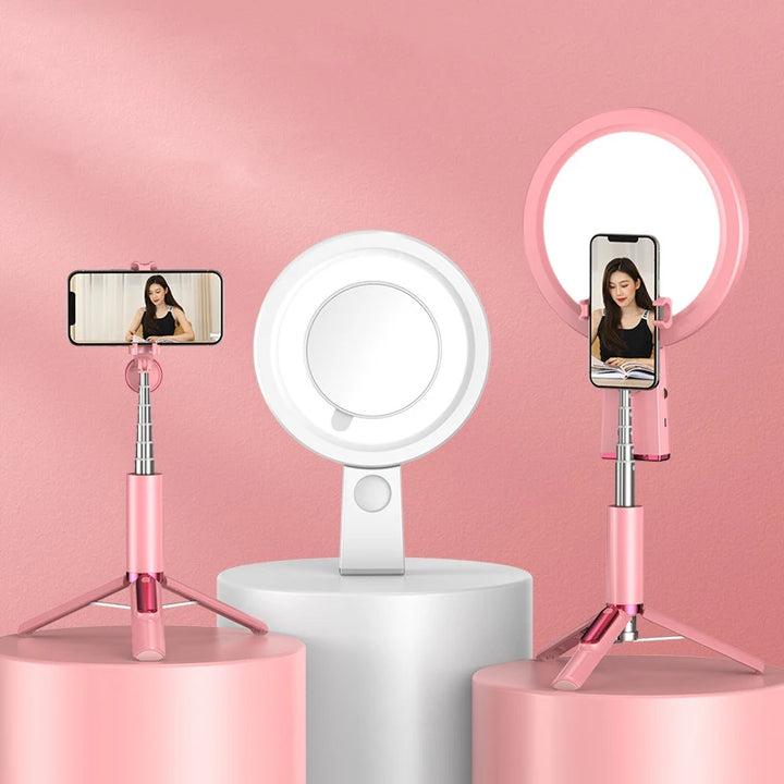 Ring Light de Maquilhagem Profissional para Selfies com Tripé e Suporte para Telemóvel