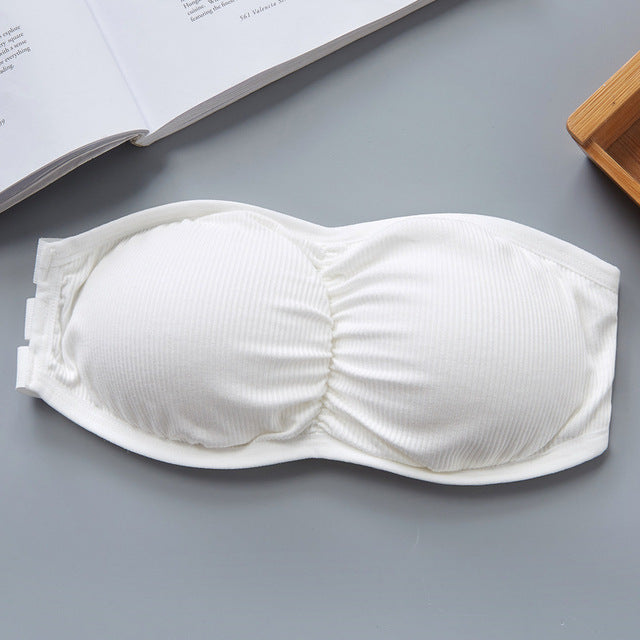 Women Bandage Tube Top Strapless Invisible Bra Summer Crop Top