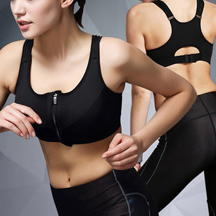 Sutiã Desportivo Mulher Ginásio Fitness Fecho de Correr Alto Impacto Colete Roupa Desportiva