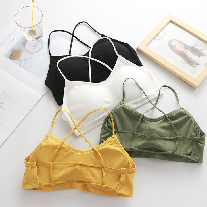 Women Push Up Solid Bra Elastic Gathering Bralette Tube Top