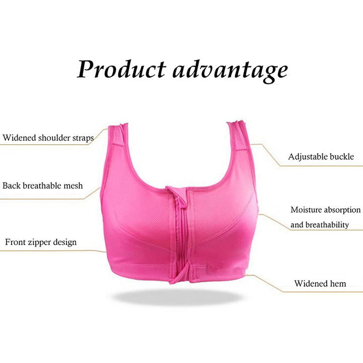 Sutiã Desportivo Mulher Ginásio Fitness Fecho de Correr Alto Impacto Colete Roupa Desportiva