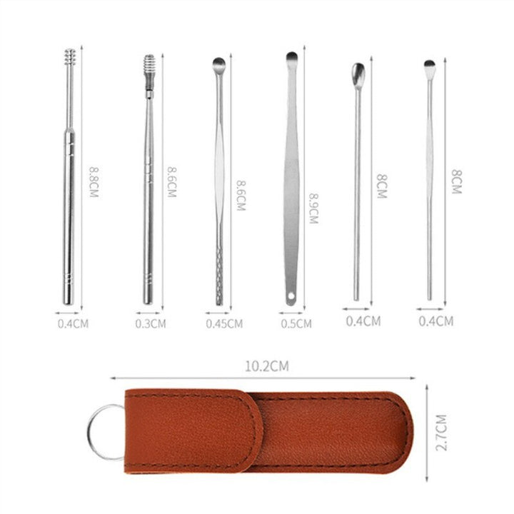 6PCS/Set Ear Pick Cleaner Kit Spoon Care Ear Clean Tool