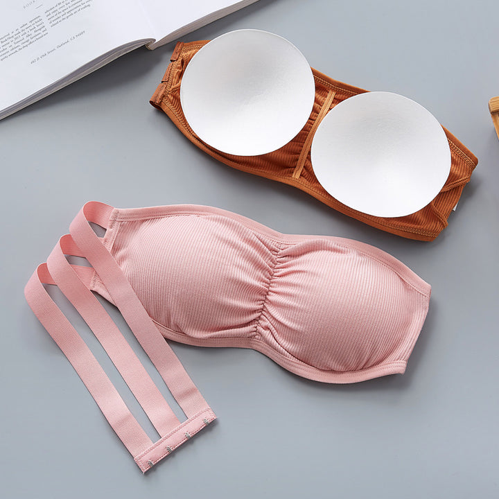 Women Bandage Tube Top Strapless Invisible Bra Summer Crop Top