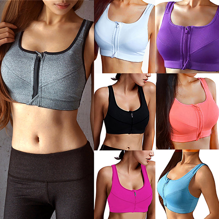 Sutiã Desportivo Mulher Ginásio Fitness Fecho de Correr Alto Impacto Colete Roupa Desportiva