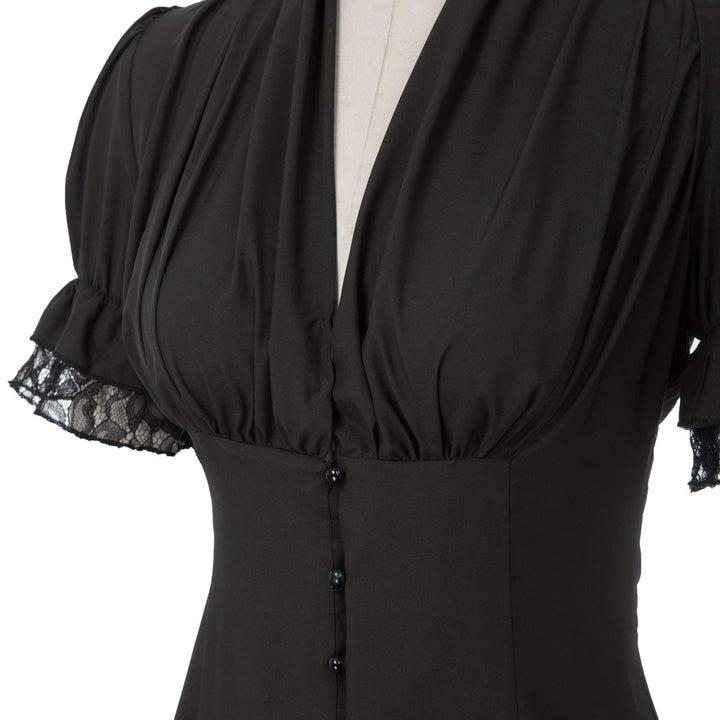 Camisas de Senhora para Escritório Blusa Feminina de Renda de Manga Curta