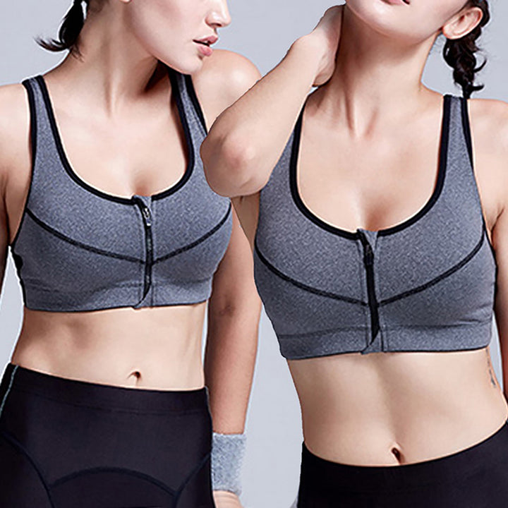 Sutiã Desportivo Mulher Ginásio Fitness Fecho de Correr Alto Impacto Colete Roupa Desportiva