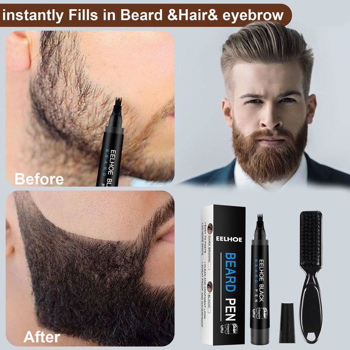 Kit Caneta de Preenchimento de Barba Eelhoe Caneta de Barba À Prova de Água Escova de Barba Estilizador de Barba