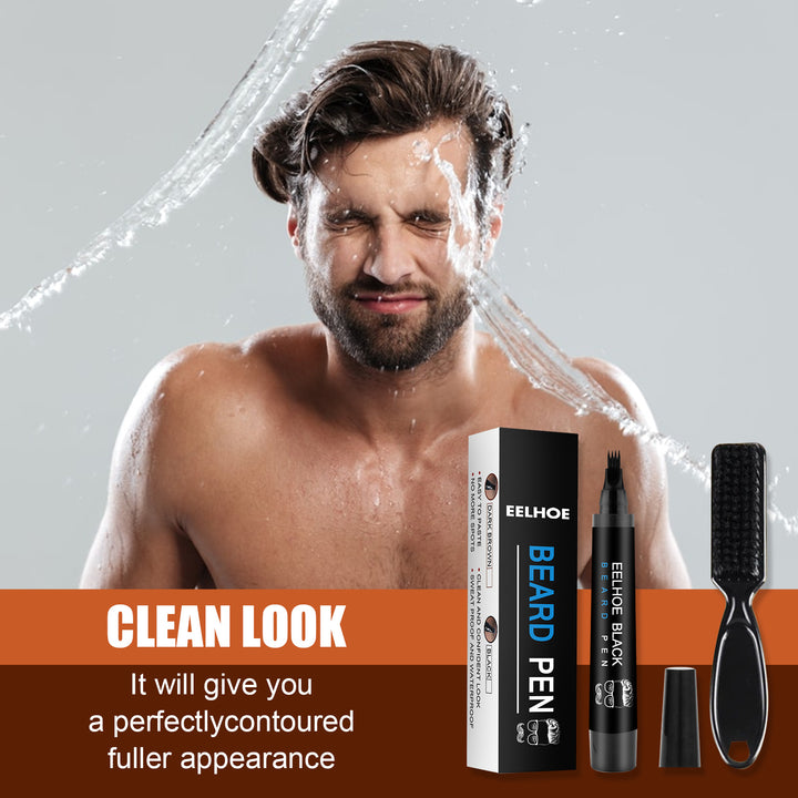 Kit Caneta de Preenchimento de Barba Eelhoe Caneta de Barba À Prova de Água Escova de Barba Estilizador de Barba