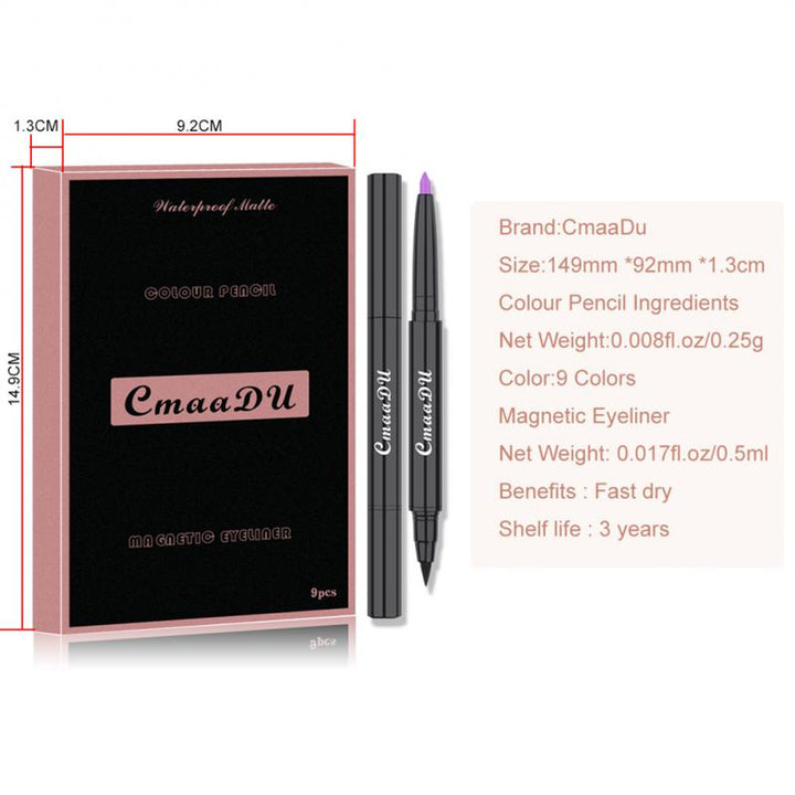 9Pcs/Set Magnetic Liquid Eyeliner Set Fast Dry Colors Eyeliner Gel Pencil