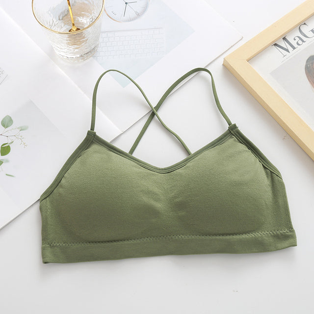 Women Push Up Solid Bra Elastic Gathering Bralette Tube Top