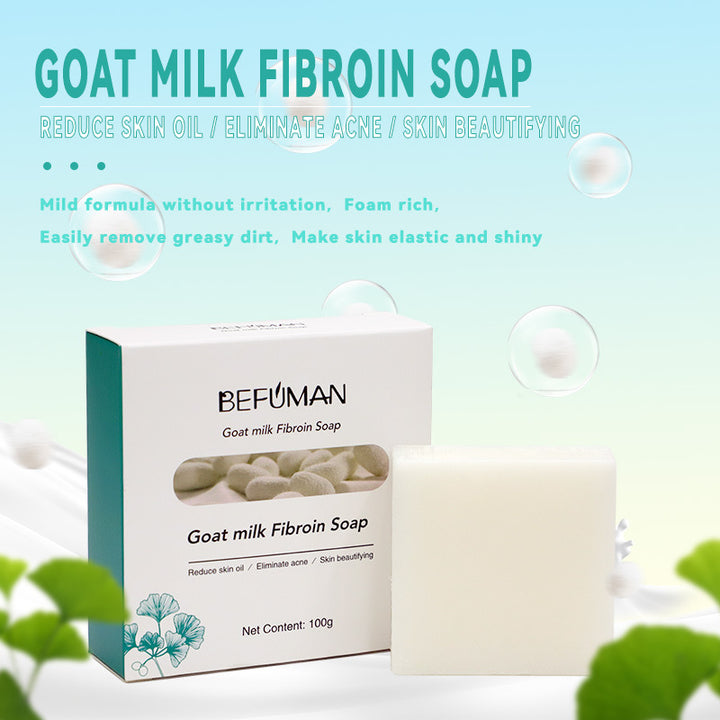 Sabonete de Leite de Cabra Natural para Limpeza e Reparação da Pele com Proteína de Seda